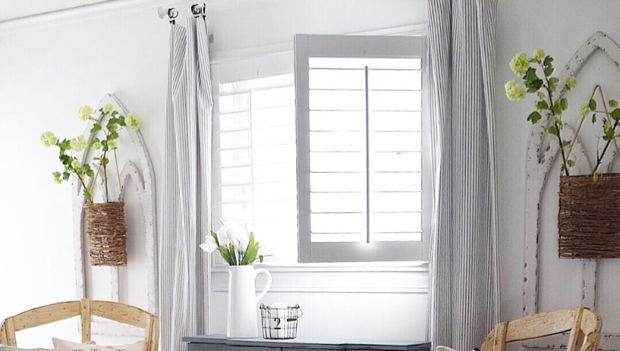 Plantation shutters in an airy room